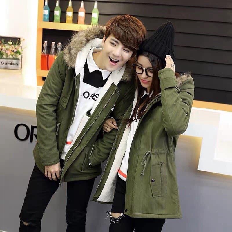 Áo Khoác Nữ Lót Lông Vải Kaki Nón Lớn phối Túi Mặc Ấm Che Nắng Chắn Gió Siêu Hot NEW UNISEX