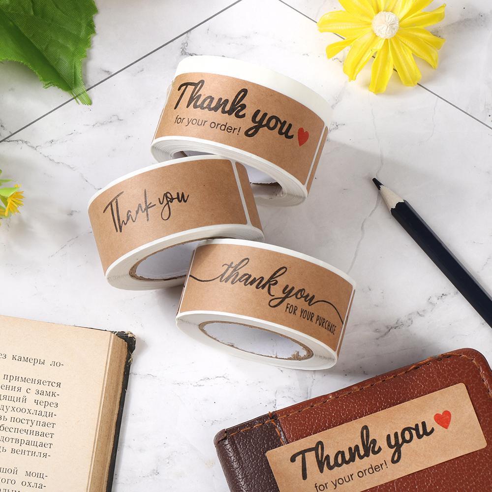 Cuộn 120 Miếng Dán Trang Trí Bao Thư In Chữ Thank You For Your Order Kích Thước 3x1 Inch