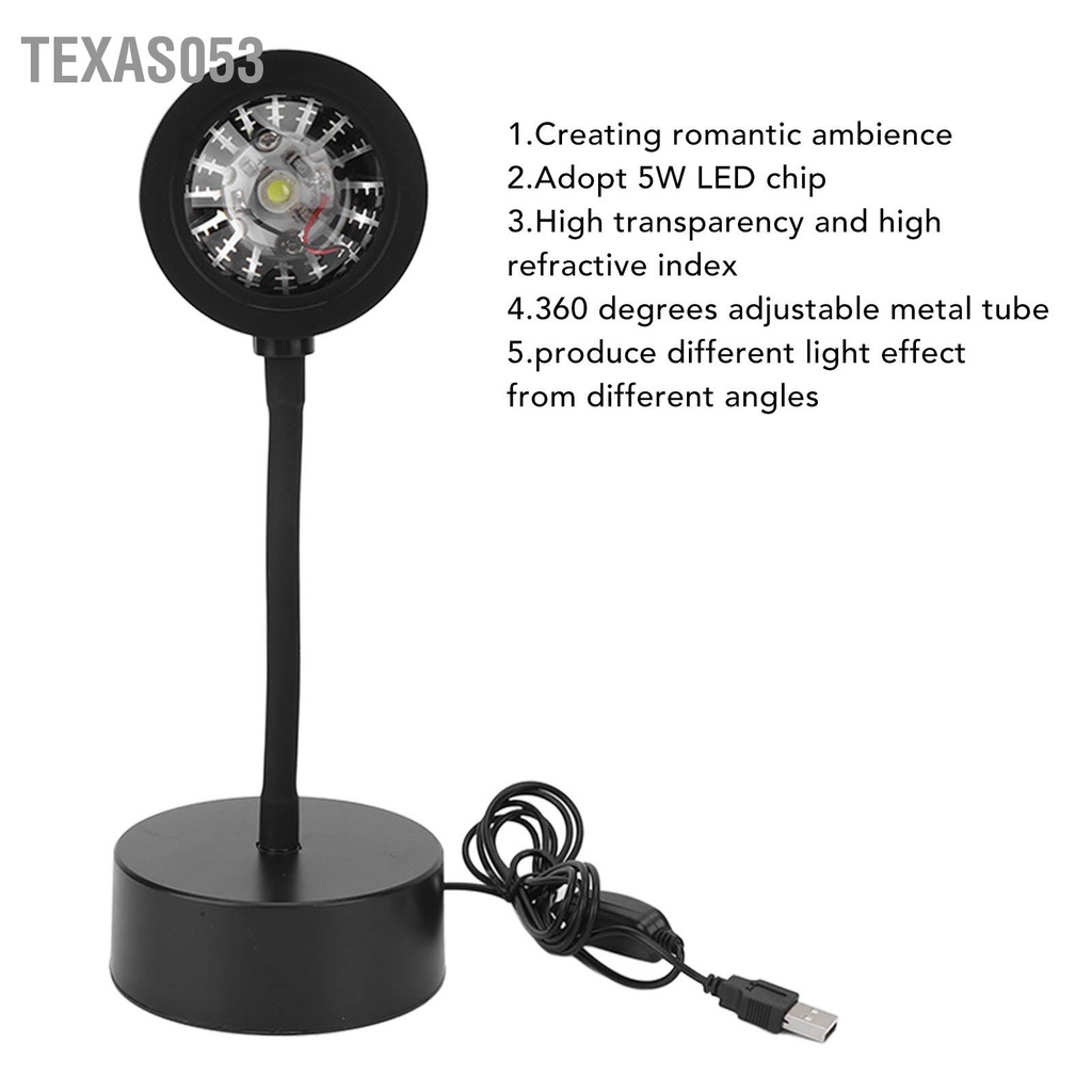 [Hàng mới về] Đèn chiếu hoàng hôn RGB 5W LED USB độ trong suốt tốt ống linh hoạt cho bữa tiệc tại nhà