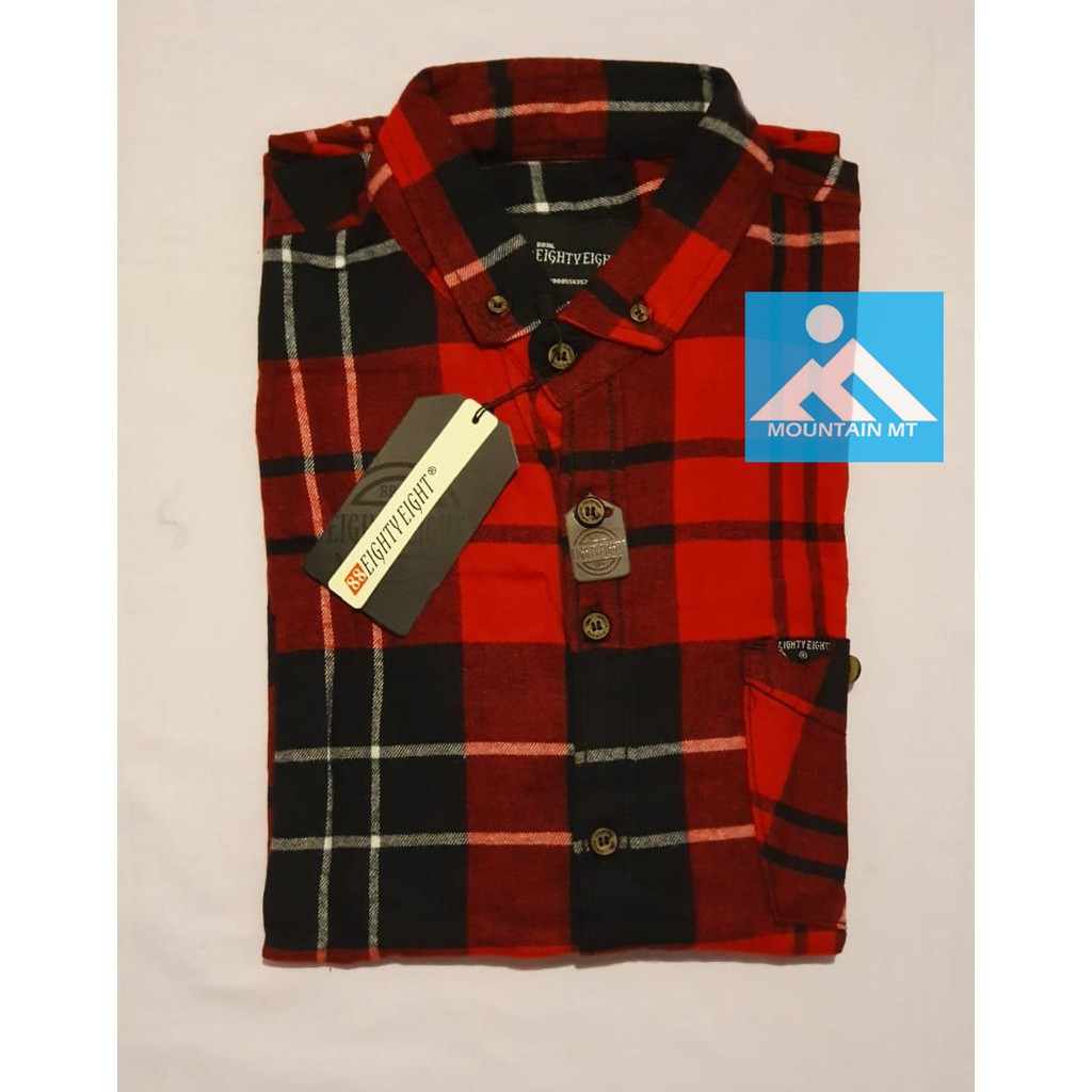 Áo Sơ Mi Dài Tay Vải Flannel Màu Đỏ Đen Thời Trang