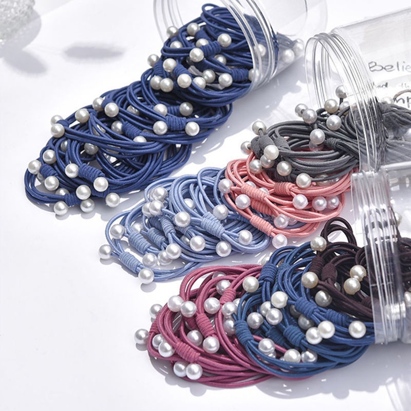 1 Dây Buộc Tóc Co Giãn Đính Hạt Ngọc Trai Kiểu Dáng Mới Dành Cho Nữ