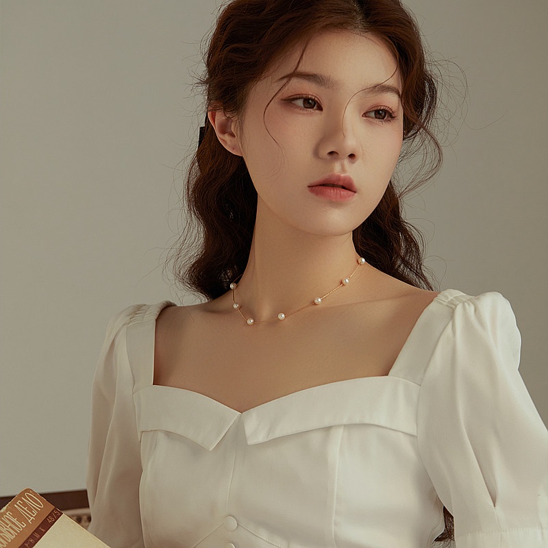 Vòng cổ Ngọc Trai Phong Cách Hàn Quốc Đơn Giản Cho Nữ