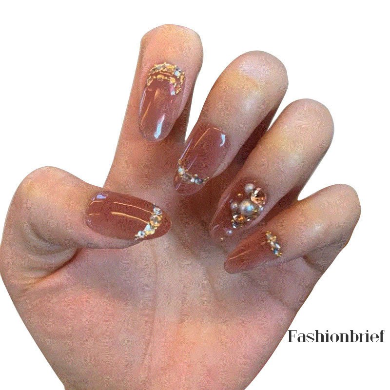 Set 24 Móng Tay Giả Đính Đá Trang Trí Nghệ Thuật