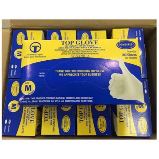 Găng tay y tế Top Glove (Hop 100 cái) sz S, XS