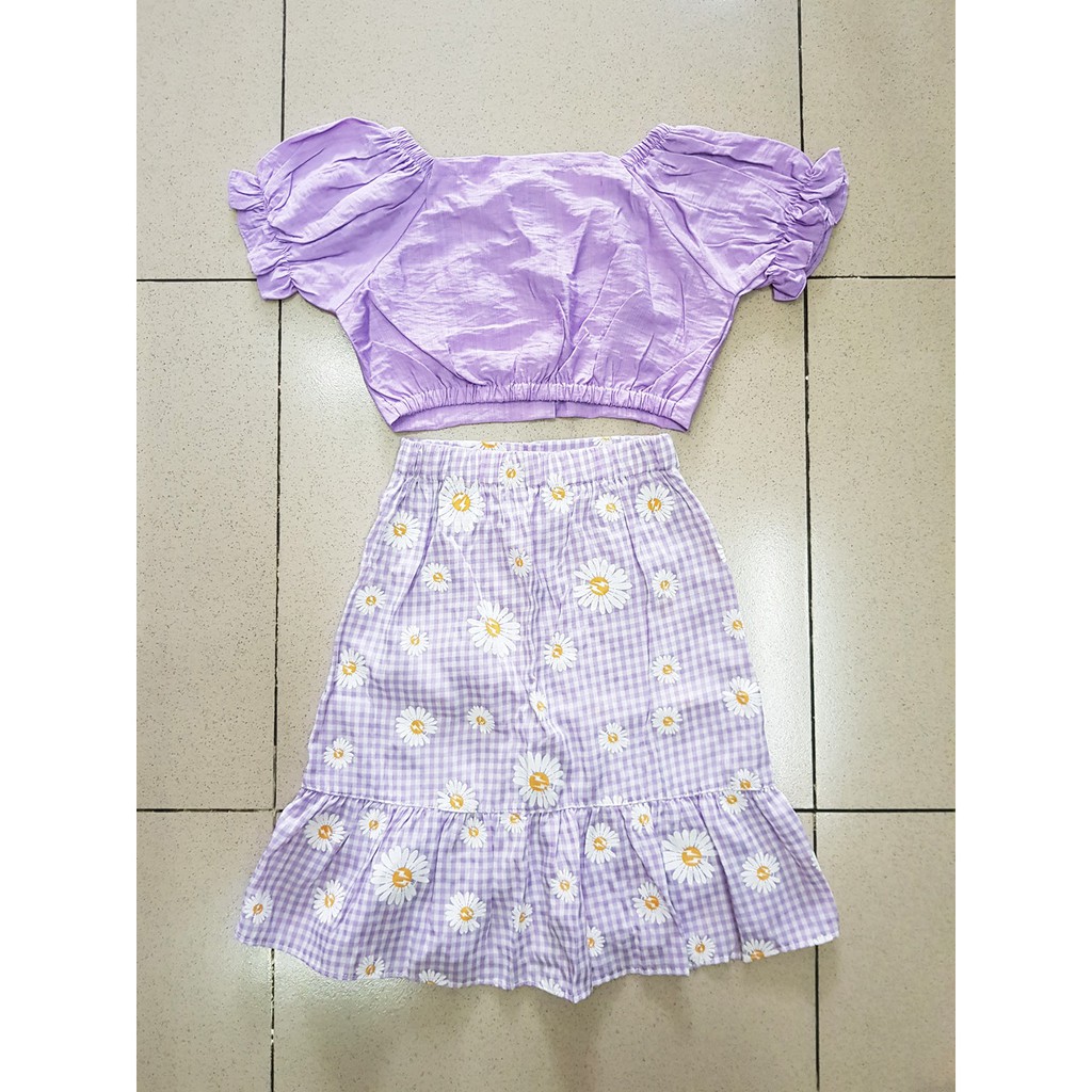 Bộ áo váy đuôi cá in hoa cúc hoa mi dễ thương cho bé gái