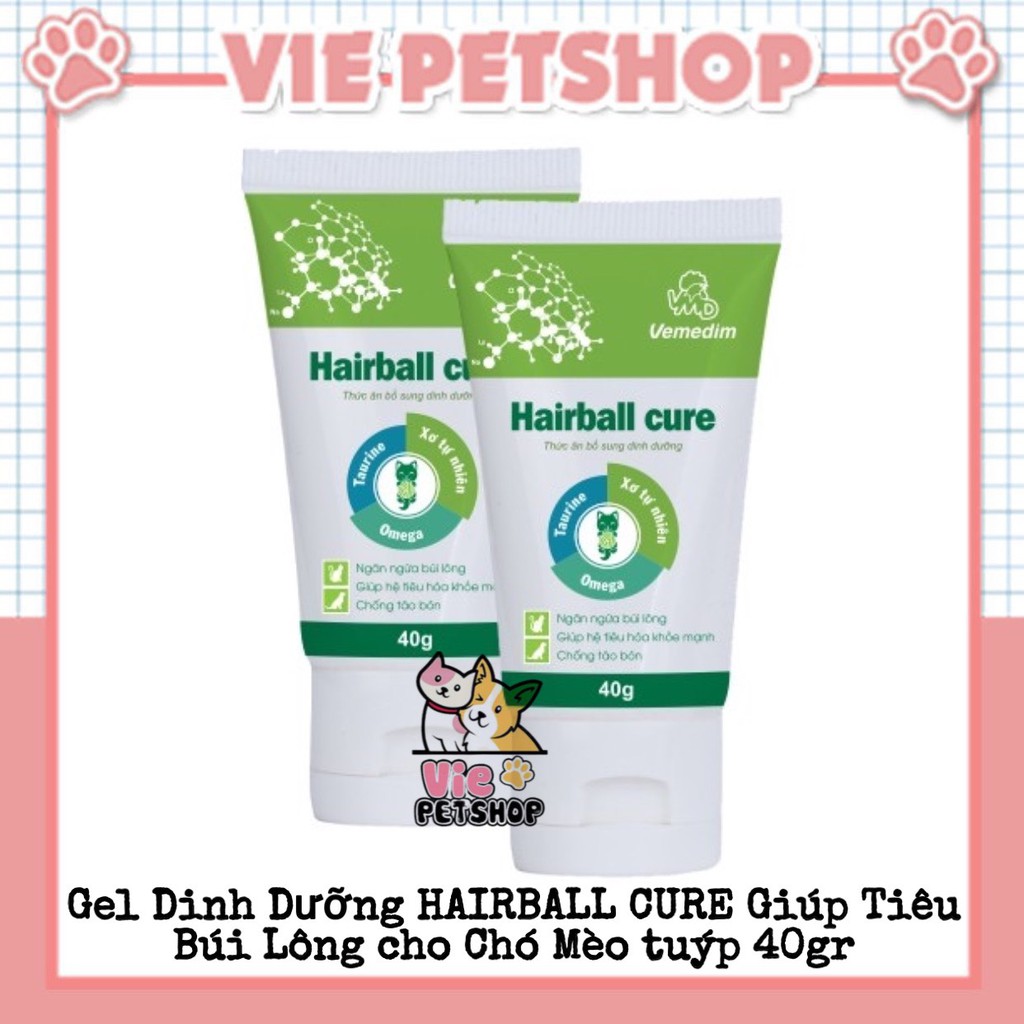 [DATE T11/2022] Gel Dinh Dưỡng Tiêu Búi Lông cho Mèo HAIRBALL CURE tuýp 40Gr | Vie PETSHOP