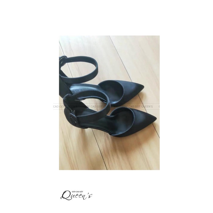 ↪️ Giày Cao Gót Sandal Màu Đen Bít Mũi Lụa Satin Thời Trang Cho Nữ Dự Tiệc Công Sở, Giày Sandal Êm Ái Cao Cấp 8-10-11cm