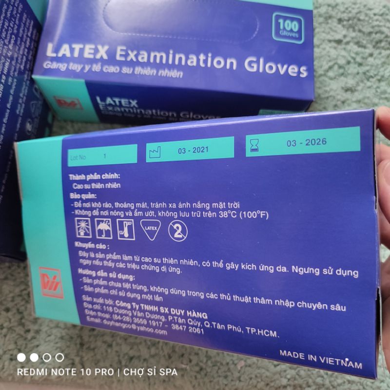 (Q1-HCM) Găng Tay Y Tế Duy Hàng - Bao Tay Latex Vglove Có Bột Màu Trắng (Size XS-S-M)