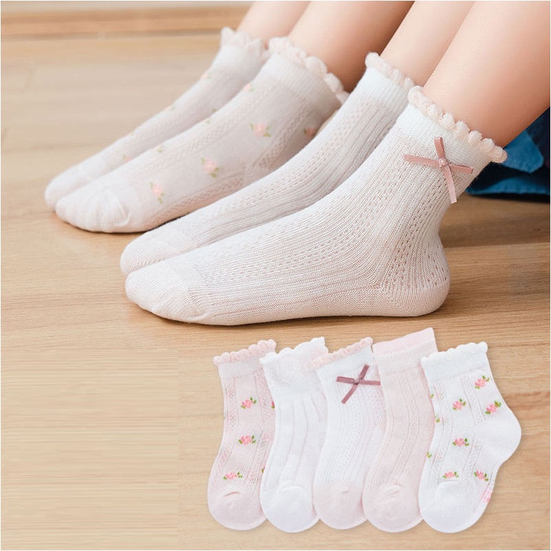 Set 5 Đôi Tất Lưới Cho Bé Trai Bé Gái 1-12 Tuổi Tiểu Thư T86