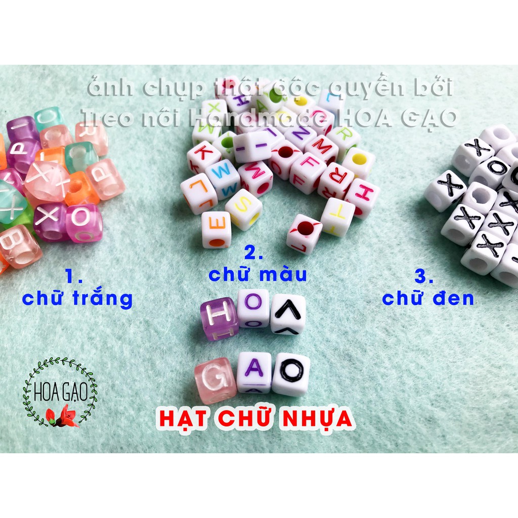 10g hạt chữ nhựa, số nhựa làm sách vải, vòng tay, bảng tính handmade - túi 10g hạt ngẫu nhiên