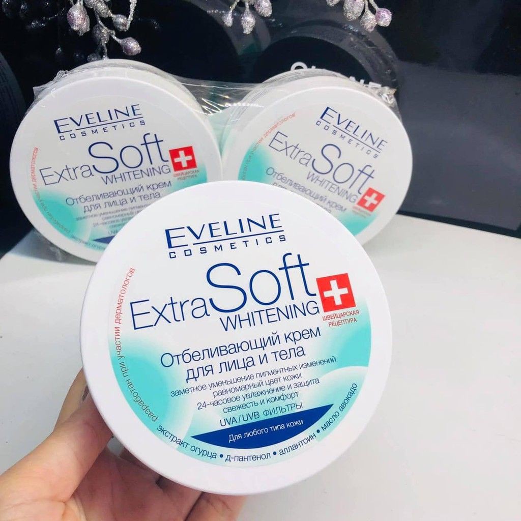 Kem Dưỡng Trắng Da Mặt Và Body EVELINE Extra Soft Whitening Face and Body Cream - myphamchinhhangladycare