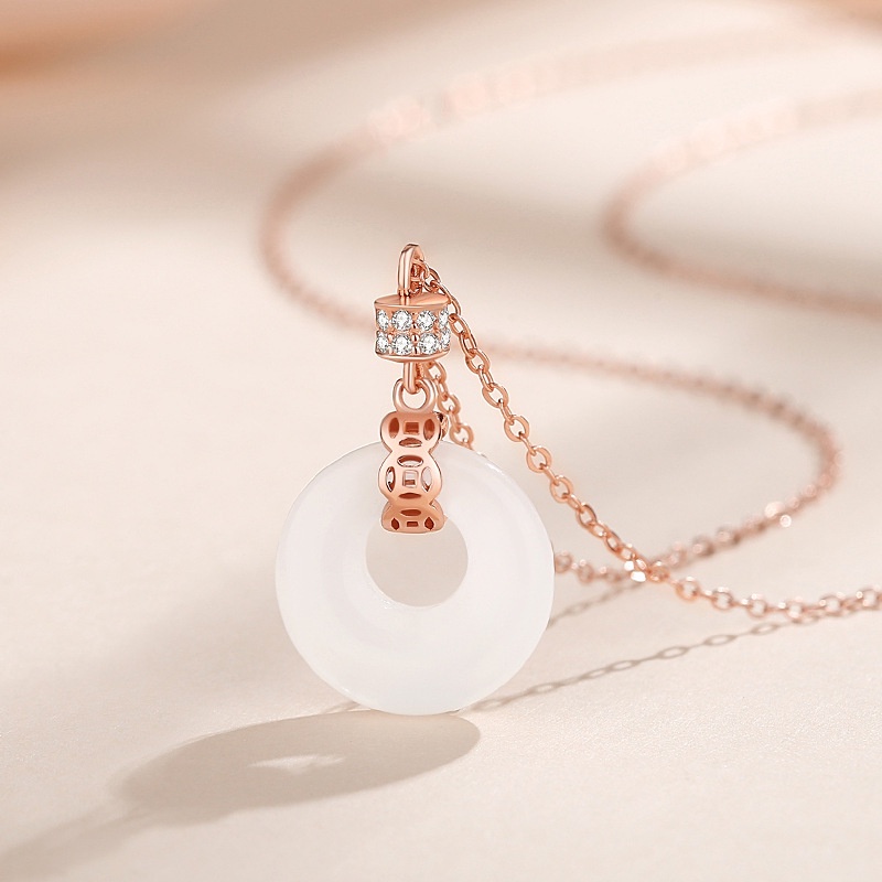 Trang nhã Màu trắng Hetian Jade Vòng cổ Thanh lịch Vòng cổ Rhinestone cho Phụ nữ Vòng cổ sang trọng