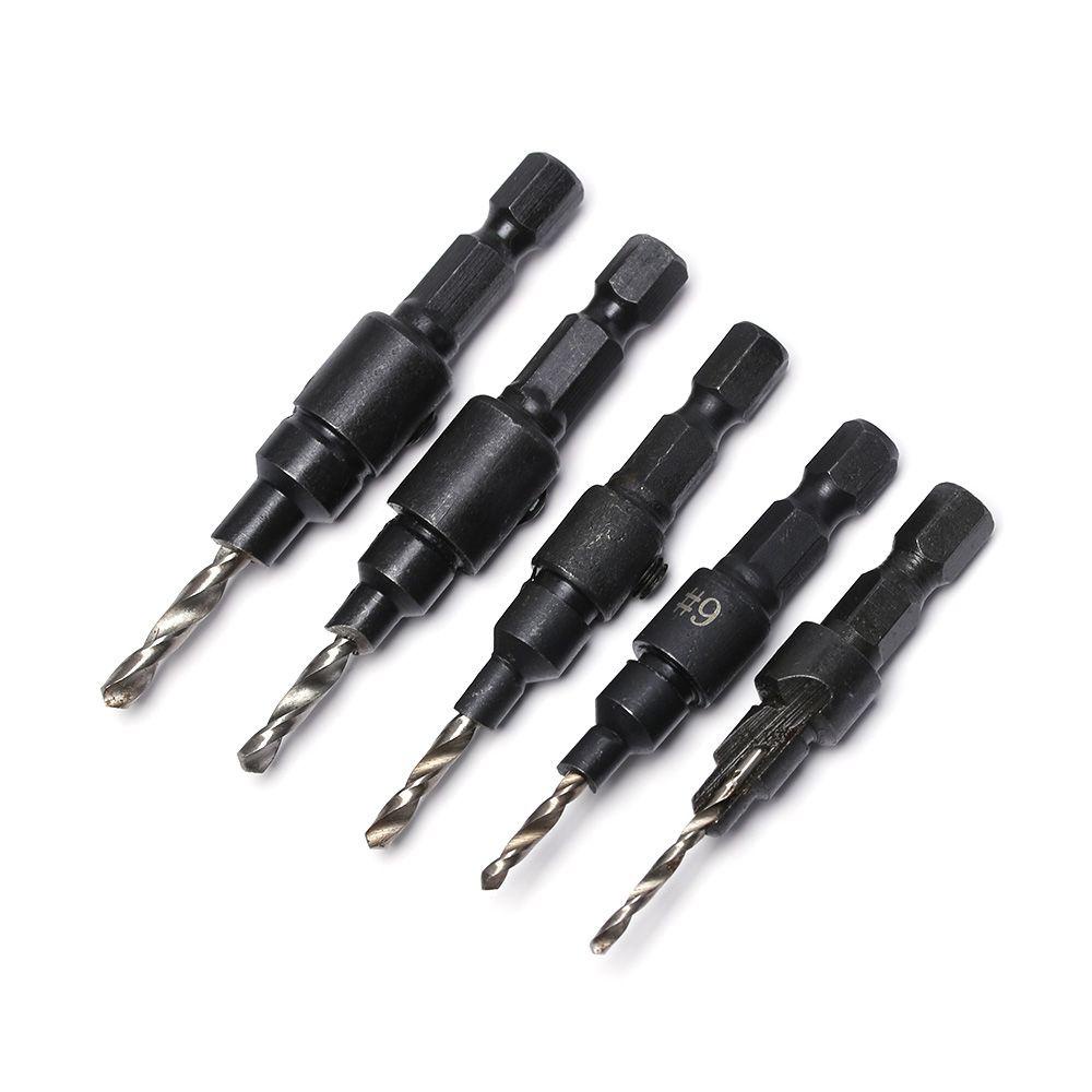 JONYE Bộ 5 Mũi Khoan Lỗ Lục Giác 1 / 4 &quot;Màu Đen Có Thể Điều Chỉnh