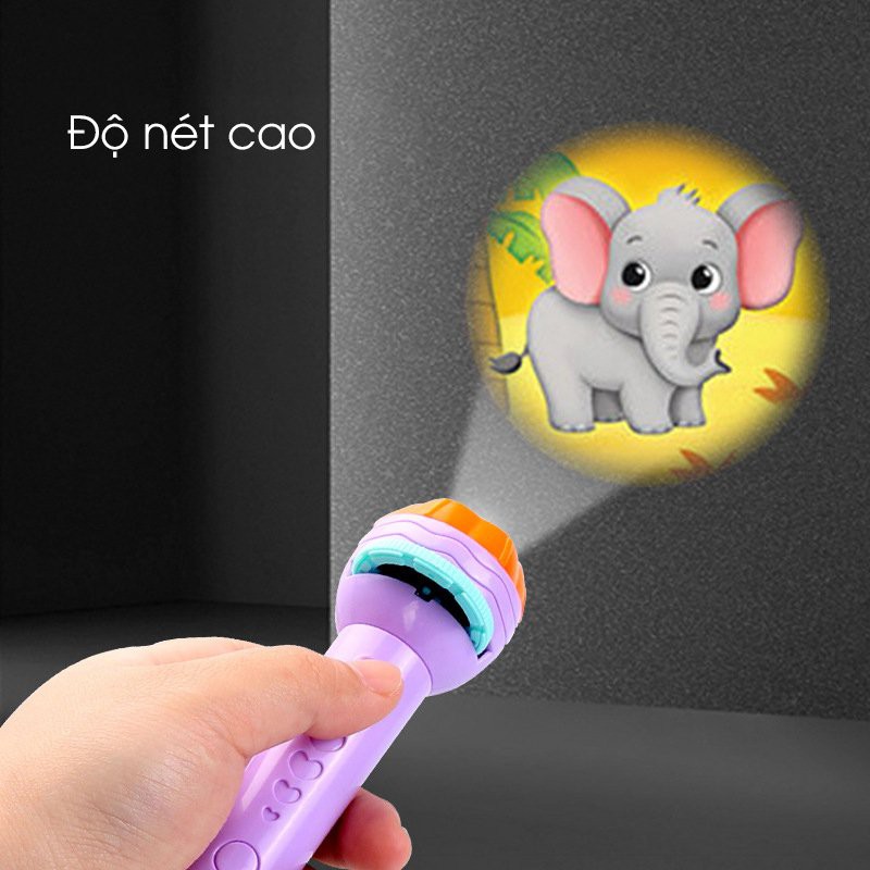 [Hàng Loại 1] Đèn Pin Chiếu Hình Cho Bé - Đồ Chơi Thông Minh, Phát Triển Trí Tuệ, Gồm 3 Slide 24 Hình Ảnh Hoạt Hình