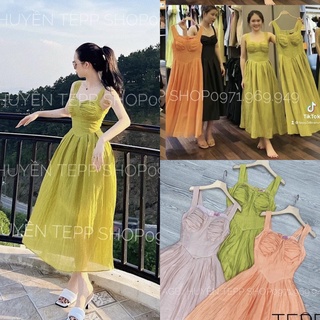 Đầm maxi dây nữ có mút ngực - đầm váy maxi dáng dài xòe đi du lịch, đi chơi dạo phố