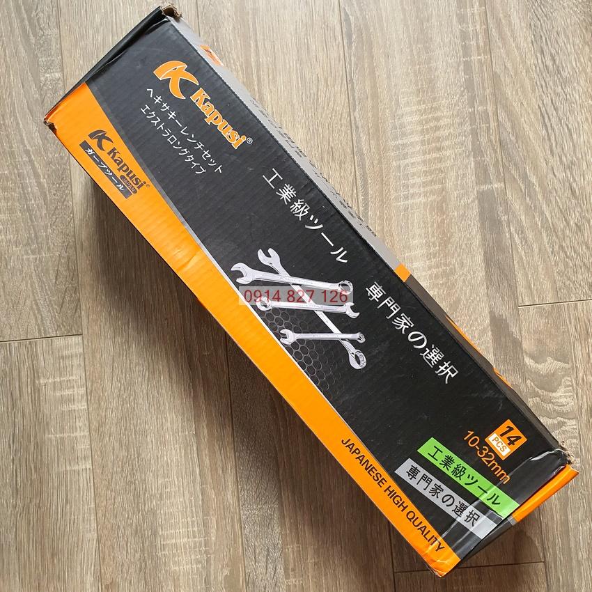 Bộ cờ lê vòng miệng hãng Kapusi Nhật Bản 14 chi tiết từ 10-32mm hoặc 8-24mm , Bảo hành 12 tháng, Bộ chìa khóa vòng miệng
