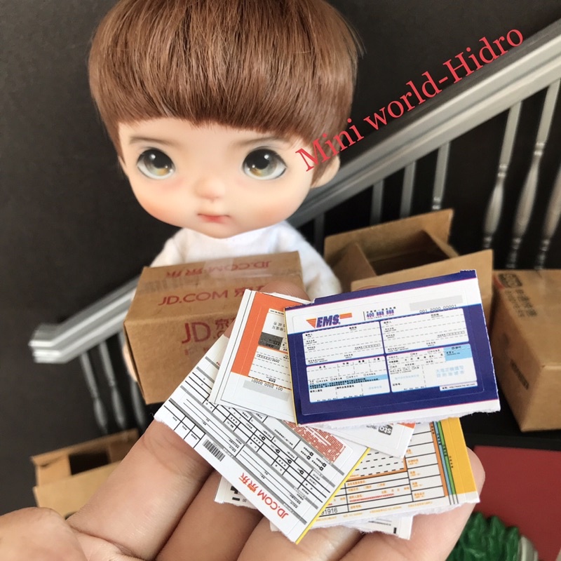 Set hộp carton đóng gói mini tí hon quà bất ngờ bên trong dùng cho Búp bê BJD 1/12, 1/8 trang trí nhà búp bê. Combo
