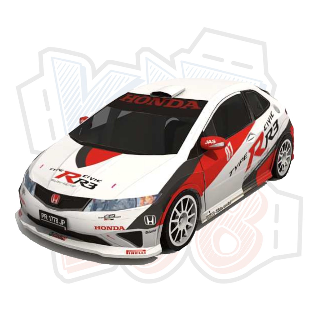 Mô hình giấy xe ô tô Honda Civic Type-R R3