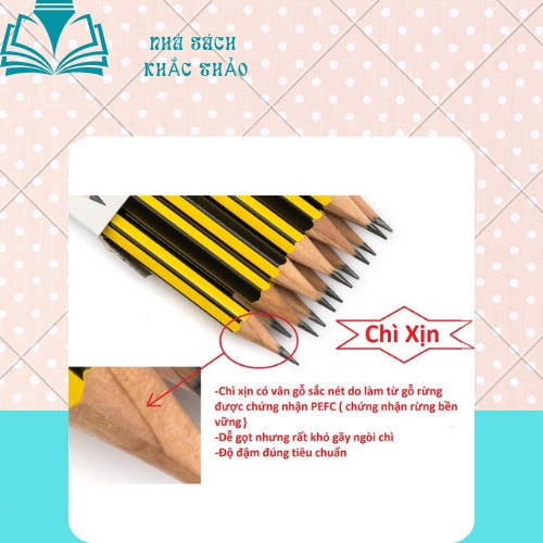 Bút chì STAEDTLER sọc vàng ĐỨC xịn 2B hàng chất lượng tốt dành cho các bạn lớp 1 luyện viết.