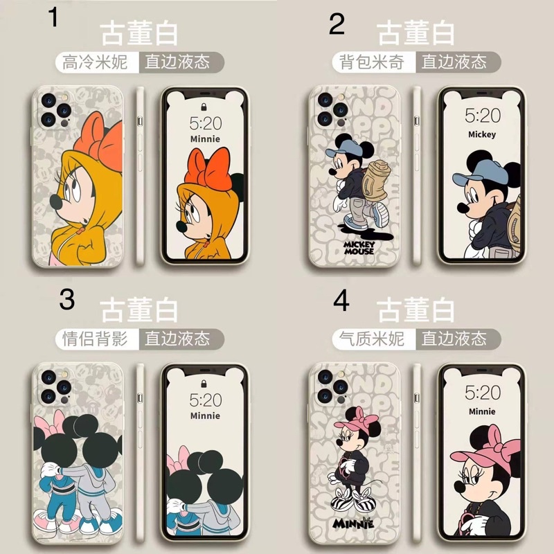 Ốp Lưng Case Iphone Dẻo Hình Mickey Dễ Thương Không Ngả Màu Viền Vuông Chống Va Đập Cho Iphone 6/6s đến 12 Promax