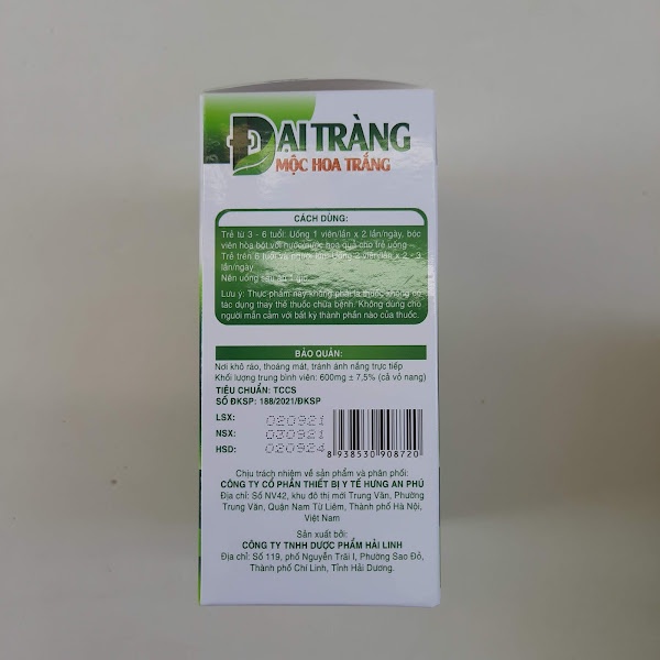 Viên uống ĐẠI TRÀNG HOA MỘC TRẮNG _ Dành cho người bị viêm đại tràng, đại tràng co thắt - Hộp 30 viên