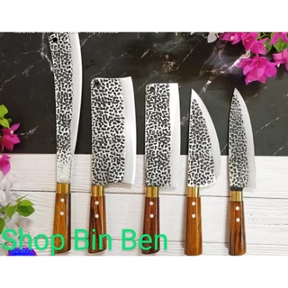 Bộ dao nhà bếp 5 món làm từ nhíp xe loại 1 cán cẩm chỉ khâu đồng