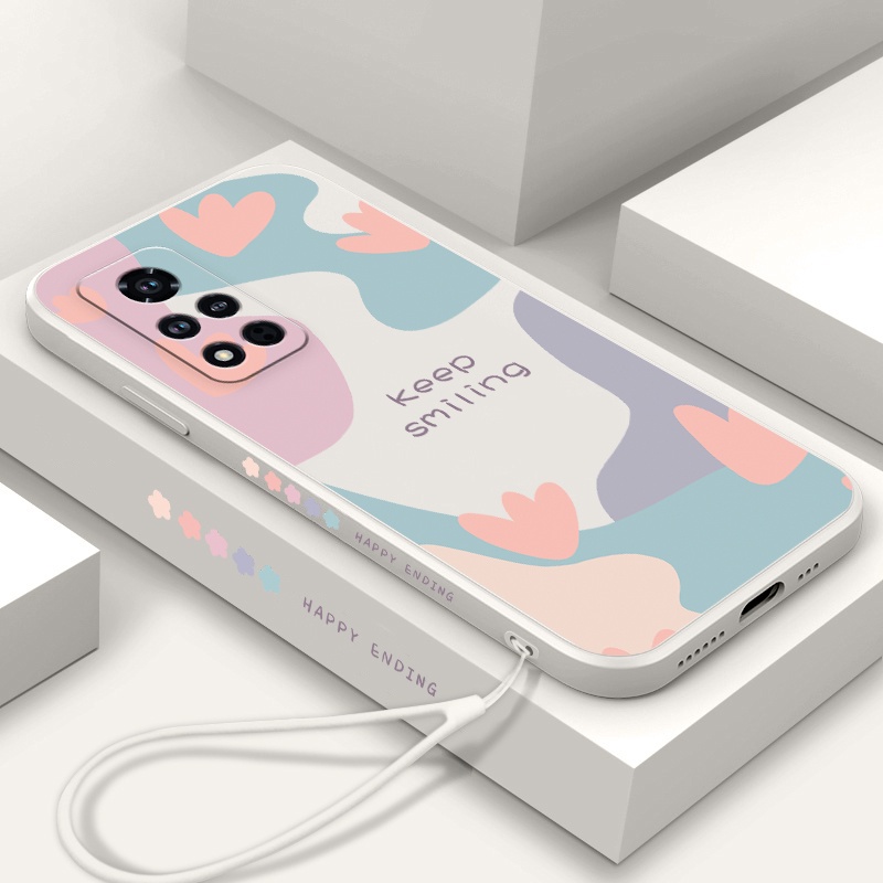 Ốp Điện Thoại Silicon Viền Thẳng Có Dây Đeo Cho Redmi note 11 note 11s note 11 pro