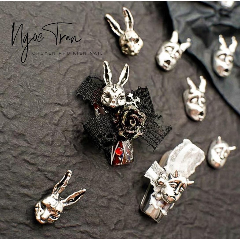 Charm Phụ Kiện Lễ hội HALLOWEEN Kinh Dị Trang Trí Móng Tay | Đầu Lâu Xương Chéo Dơi Satan