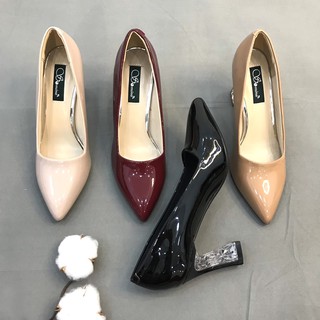 [shop giay minh thu] Giày cao gót 7cm phối mika MT287