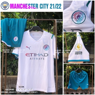Áo Manchester City Sân Khách 2022 | Bộ Quần Áo Bóng Đá CLB Manchester City 2021/2022 Sân Khách Màu Trắng