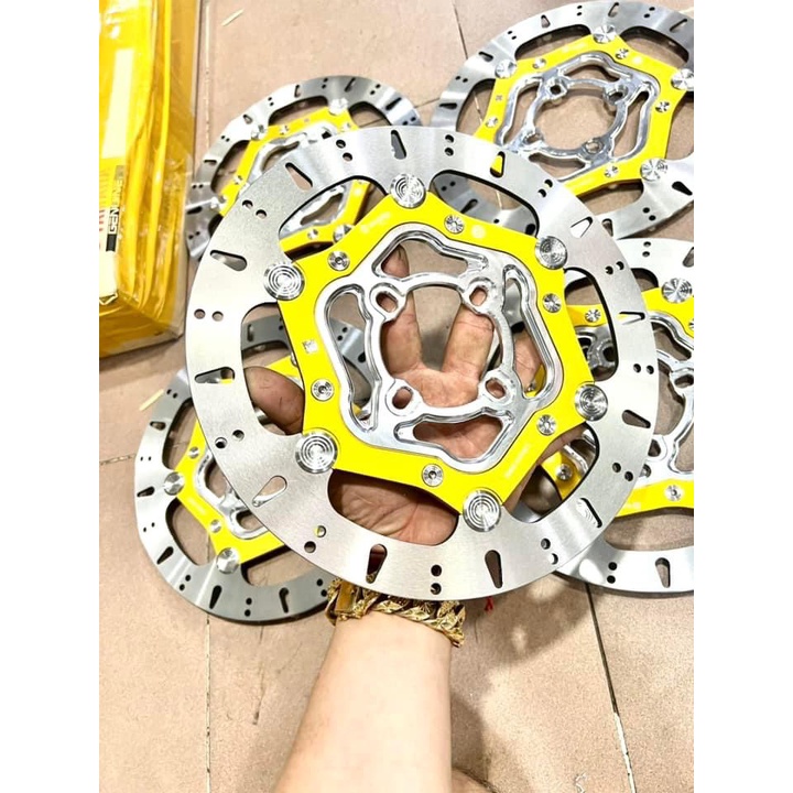 Đĩa Thắng Trước 4 lỗ Khoen INOX lòng Vàng size 267mm - Mẫu Mới Cực Chất, đĩa dày dặn, cứng cáp, gắn thông dụng nhiều xe