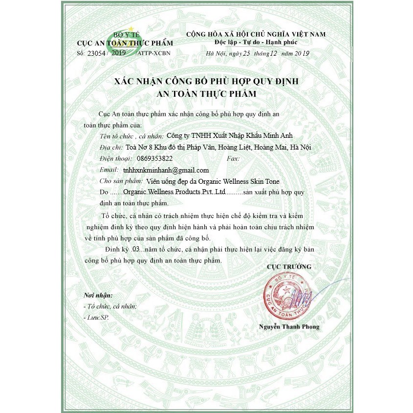 Viên uống đẹp da Organic Wellness Skin Tone