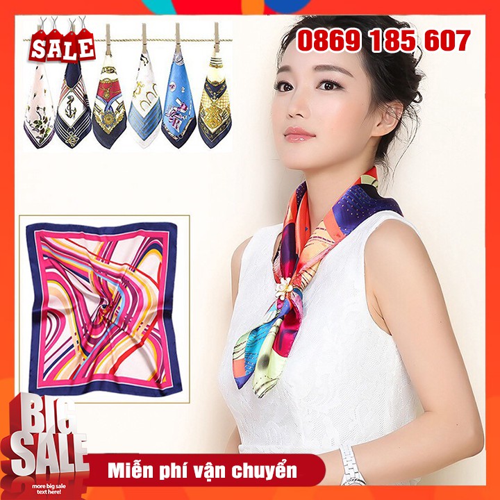 Khăn Turban Bandana Vải Lụa Satin Thời Trang Hàn Quốc Size 50x50cm