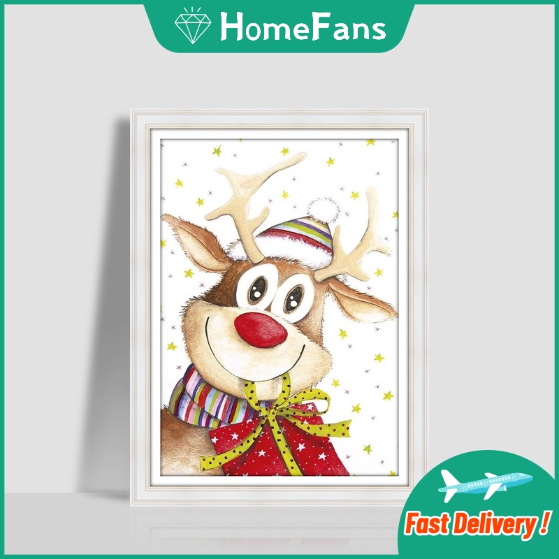 Bộ tranh đính đá 5D họa tiết tuần lộc giáng sinh độc đáo DIY 30x40cm