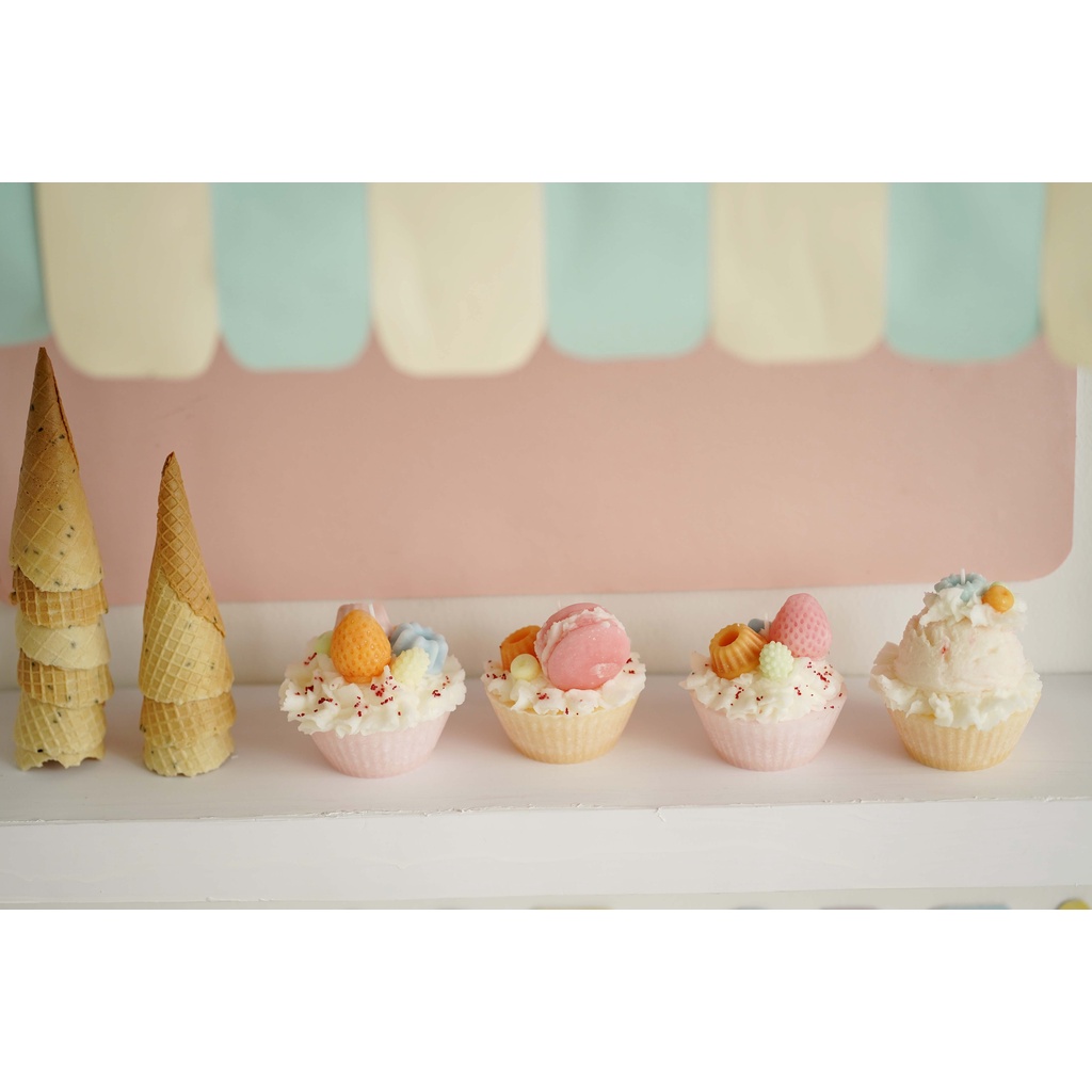 SET 4 NẾN THƠM HÌNH CUPCAKE TONE MÀU PASTEL 400G