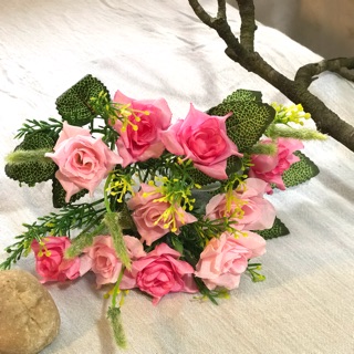 Cụm hồng lụa - cành hoa giả đẹp