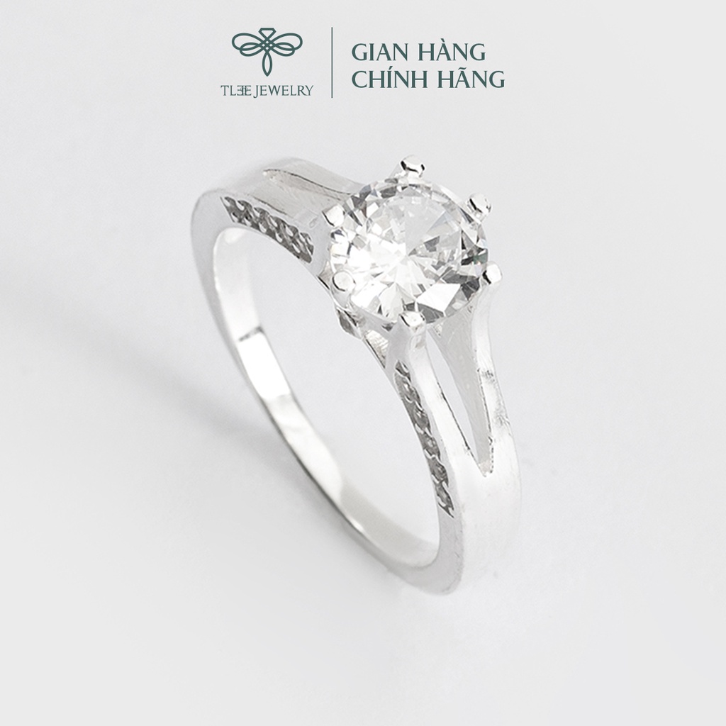 Nhẫn bạc nữ TLEE trụ đá 6 chấu cao 7li viền trơn sang trọng NCJ A0200