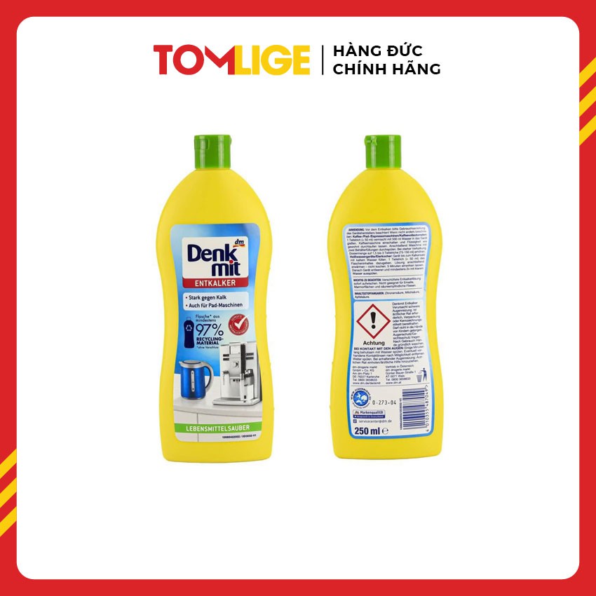 [Hàng Đức] Tẩy cặn Canxi ấm siêu tốc, máy pha cafe, Denkmit 250ml Tomlige