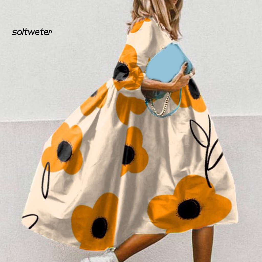 Đầm Đi Biển Tay Lửng Mềm Mại Phong Cách Boho