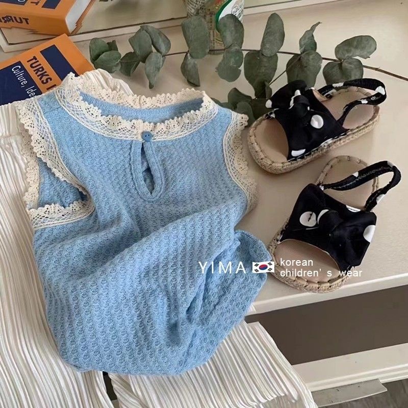 Set Đồ Mùa Hè 5 Món Gồm Áo Hai Dây + Quần Ống Rộng Phong Cách Hàn Quốc Cho Bé Gái