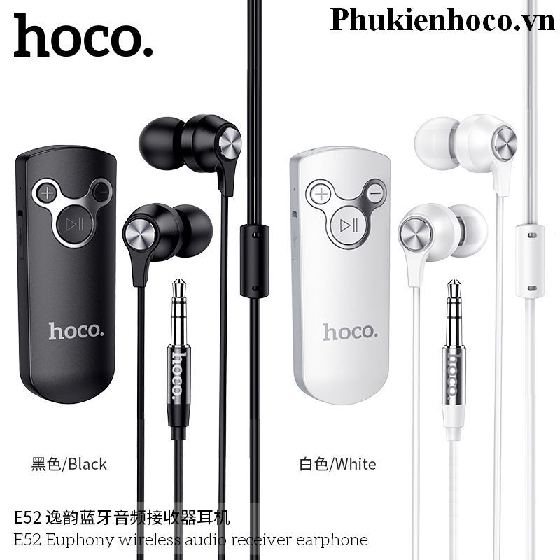 Tai Nghe Bluetooth Hoco E52 Có Cài Áo Hỗ Trợ 6 Giờ Đàm Thoại Liên Tục - Bảo Hành 12 Tháng Chính Hãng