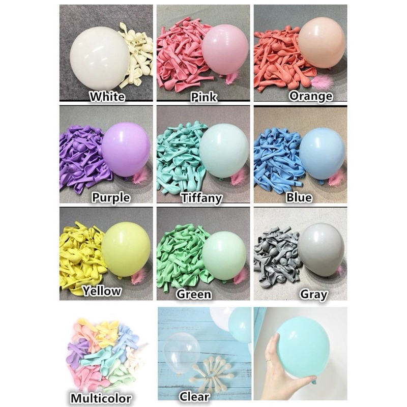 Set 30/100 bong bóng cao su màu sắc macaron xinh xắn 10 inch dùng để trang trí tiệc