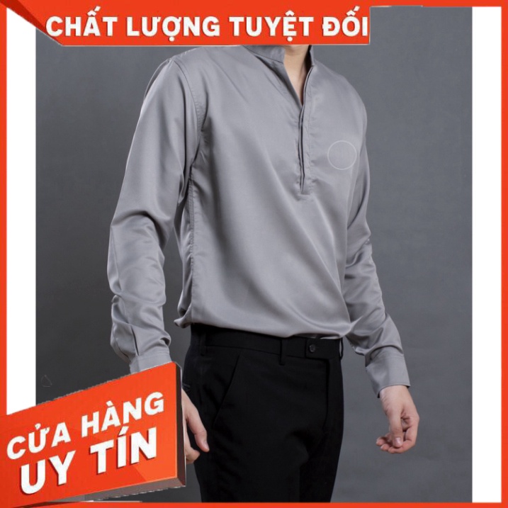 Áo sơ mi nam tay dài cổ trụ trẻ trung LADOS - 8045 phong cách Hàn Quốc chất đẹp form chuẩn - Hàng nhập khẩu