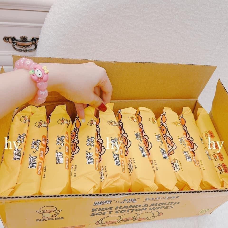 Thùng catton 10 gói khăn ướt vịt vàng/ khăn vịt Duck/ khăn giấy ướt kháng khuẩn