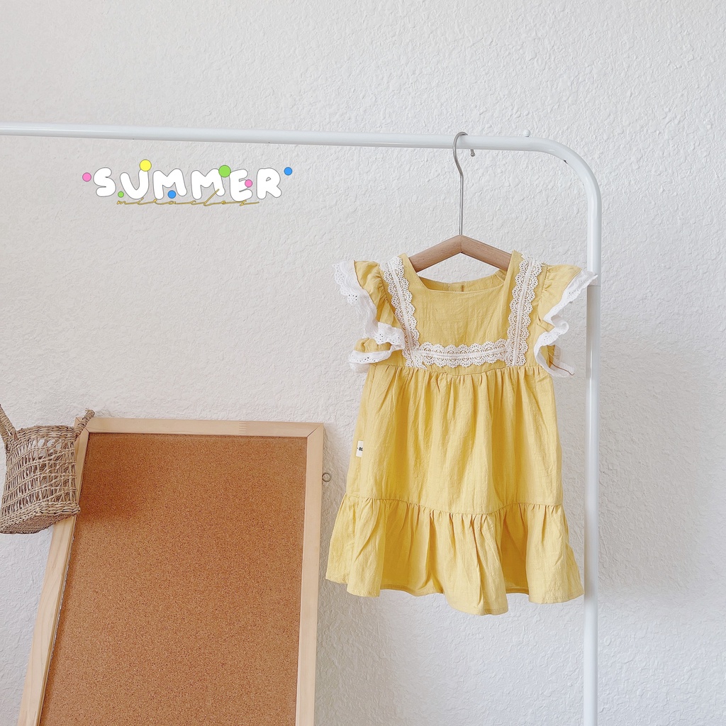 Váy hè cánh tiên viền ren trắng cho bé gái 1-5 tuổi (Mã 091)