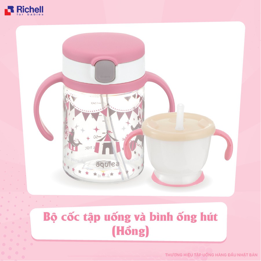 Combo bình ống hút Richell và cốc 3 giai đoạn