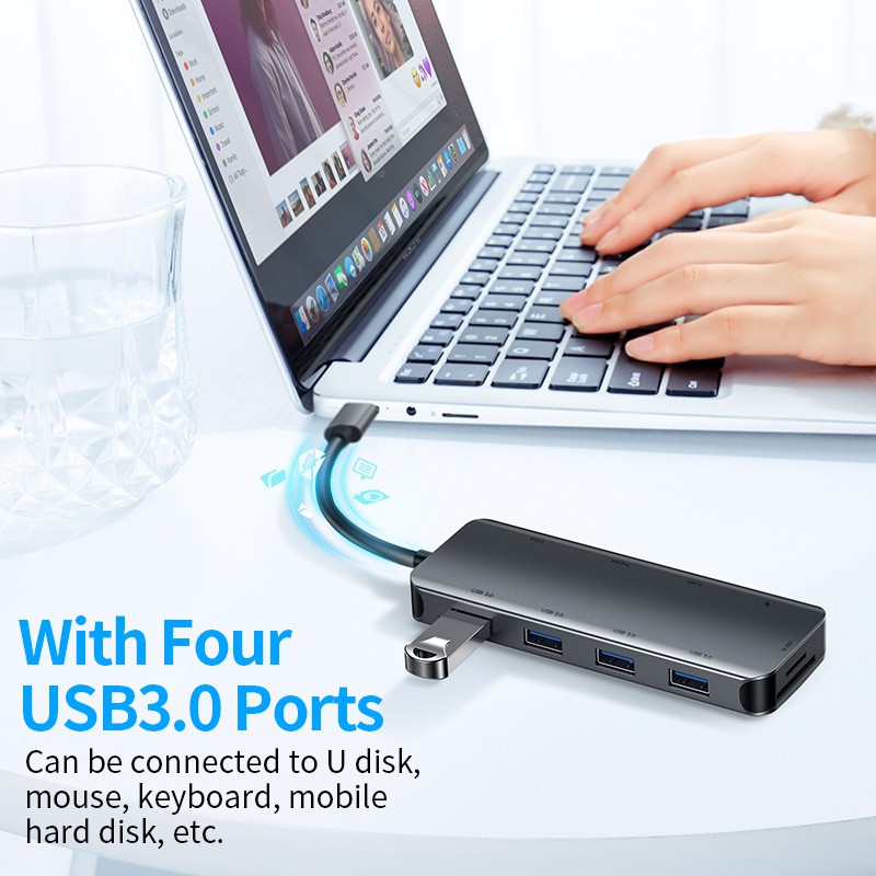 Bộ chuyển đổi hub 10 trong 1 Joyroom type C to USB3.0 / USB2.0 / HDMI / PD / RJ45 / SD / TF card / VGA 10 in 1