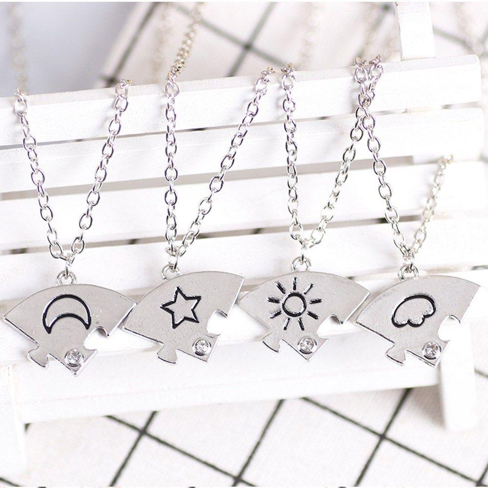 Set 4 Vòng cổ Tình Bạn Hình Mặt Trời Đám Mây Ngôi Sao Thời Trang Cho Nam Và Nữ