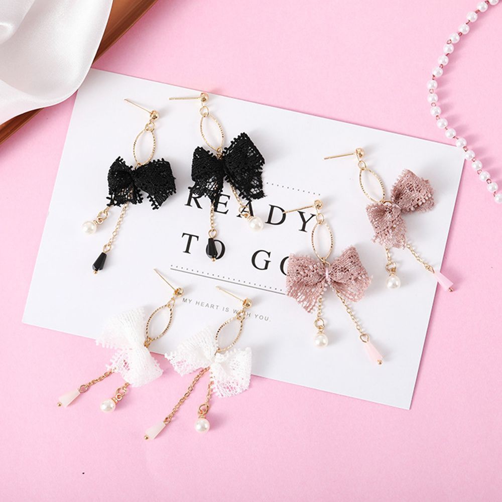 Hoa tai dáng dài phối nơ phong cách Hàn Quốc nữ tính