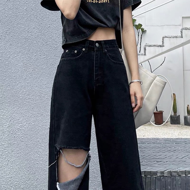 quần jeans dài ống suông Quảng Châu